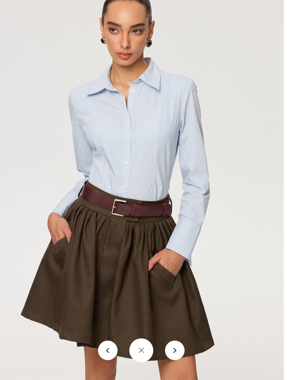 NWT Commense Belted Pocket Pleated Mini Skirt Sz M